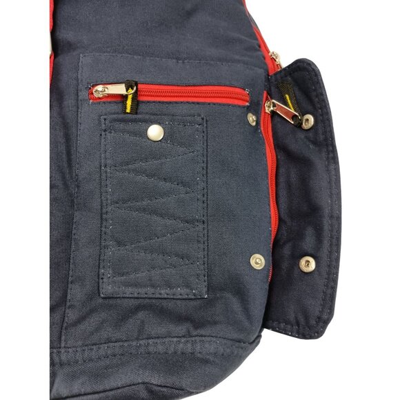 Rare! Vintage Serrio Backpack Has many pockets inside and out! Red and blue colo - Picture 10 of 11
